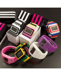 Retro Shhors Digital Sports Watch Construction Led Lego for Woman Men Kids
