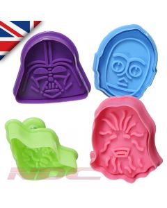NEW Pack of 4 Star Wars Cookie Cutters- Lord Vader/ Yoda/ Chewbacca/C3PO Droid