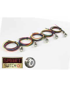 3 x SmartSwitch HALO LED Chrome Latching 19mm 12V/3A Illuminated Round Switch with 50cm Pigtails - WHITE (TC006)