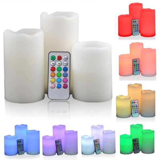 3 LED Wax Mood Candles Candles with Remote Control