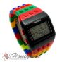 Retro Digital LCD Sports Watch Construction Building Brick Block Pixel 8-Bit-Black Face 1
